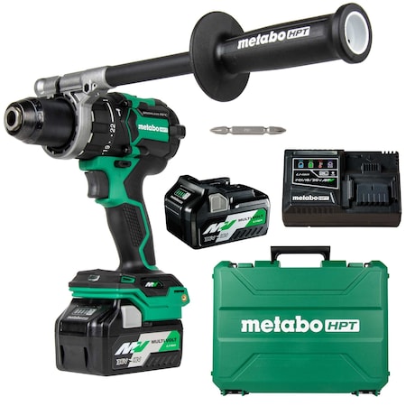 Metabo Hpt 36V MV Cordless Brushless 1/2in Hammer Drill  2 x 2.5Ah Charger and Case DV36DCM